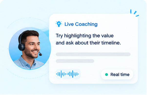 AI Call Coaching delivering a live cue mid-conversation