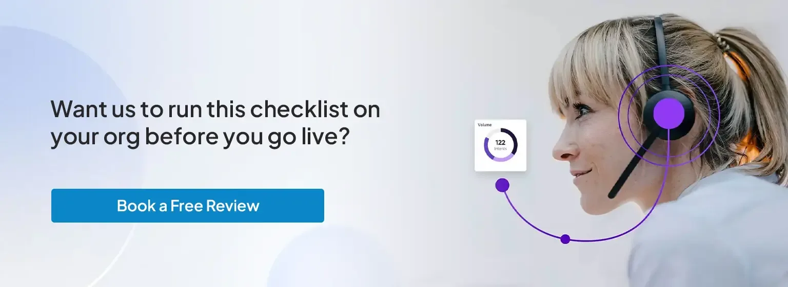 Salesforce CTI go-live checklist for call setup and configuration.  Copy alt text